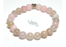 Morganite pink bracelet elastic natural stone, ball 8 mm / 16-17 cm, stone of divine love