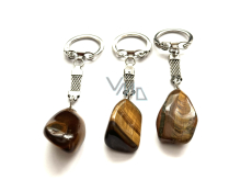 Tiger's Eye Tumbled Pendant Keychain Natural Stone, approx. 10 cm, stone of the sun and earth, brings luck and wealth