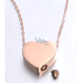 Commemorative urn pendant, Heart rose gold waterproof, stainless steel