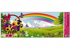 Window film without adhesive landscape with rainbow and basket 60 x 22.5 cm 1 piece