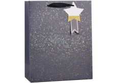 Gift paper bag 26 x 32 x 12 cm with gold embossing black