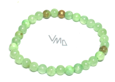 Jade green bracelet elastic natural stone, ball 6 mm / 16 - 17 cm