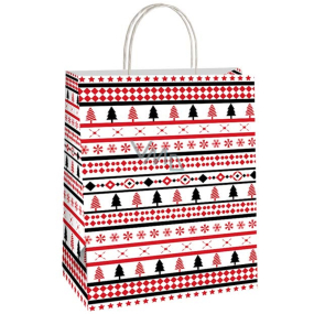 Ditipo Gift paper bag 18 x 8 x 24 cm Christmas red and black trees