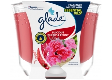 Glade Maxi Luscious Cherry & Peony with the scent of cherry and peony, scented candle in glass burning time up to 52 hours 224 g