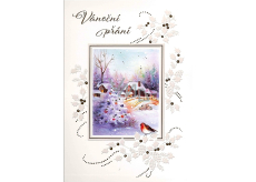 Albi Playful Christmas Envelope Card Landscape with a tree and a bird 14,8 x 21 cm