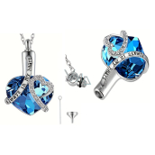 Commemorative Pendant, Heart, Waterproof, Stainless steel blue - Forever in your heart, 20 x 30 mm