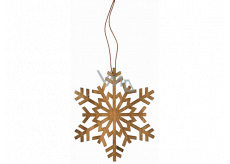 Wooden snowflake for hanging brown 10 cm