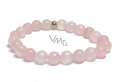 Rose quartz with component bracelet elastic natural stone, ball 8 mm / 16-17 cm, love stone