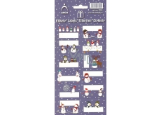 Arch Christmas Labels Stickers Snowmen dark blue arch of 12 labels