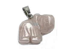 Rose Elephant pendant natural stone, hand cut figurine 1,8 x 2,5 x 8 mm, love stone