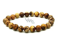 Jasper picture bracelet elastic natural stone, ball 8 mm / 16-17 cm, stone of positive energy