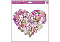 Window foil without glue Heart of flowers Orchid 30 x 33.5 cm