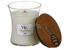 WoodWick Linen - Pure Linen scented candle with wooden wick and lid glass medium 275 g