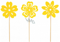 Felt flower yellow 6 cm + skewers, various motifs