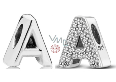 Charm Sterling silver 925 Alphabet letter A, bead for bracelet