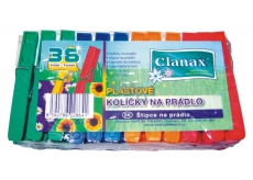 Clanax Plastic Colorful Clothespins 36 Pieces