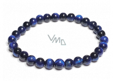 Tiger's eye dark blue bracelet elastic natural stone, ball 6 mm / 16-17 cm, stone of sun and earth, brings luck and wealth