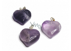 Amethyst Heart Pendant natural stone 2,2 cm 1 piece, stone of kings and bishops