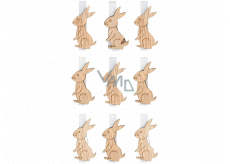 Wooden rabbit on peg 4,5 cm 9 pieces