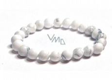 Magnesite / Howlite white bracelet elastic natural stone, bead 8 mm / 16-17 cm, cleansing stone