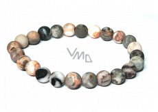 Jasper Zebra bracelet elastic natural stone, ball 8 mm / 16-17 cm, stone of positive energy