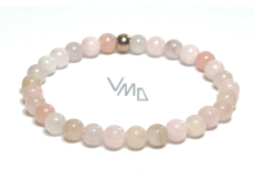 Morganite pink bracelet elastic natural stone, ball 6 mm / 16 - 17 cm, stone of divine love