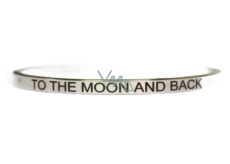 Stainless steel bracelet silver with engraving To the Moon and back, open cuff, 4 mm