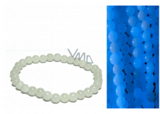 Jade Luminois Light Phosphorescent, blue glow in the dark, bracelet elastic natural stone, bead 6 mm / 16 - 17 cm