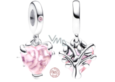 Charm Sterling silver 925 Rose tree of life, one heart, one origin, family bracelet pendant