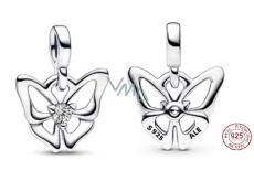 Sterling silver 925 Butterfly - Mini Medallion with clear cubic zirconia, animal bracelet pendant