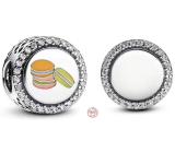 Charm Sterling silver 925 French macaroons for engraving, bead for bracelet food