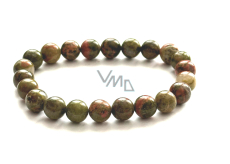 Unakite bracelet elastic natural stone, 8 mm bead / 16 - 17 cm, stone of personal growth and visions, release