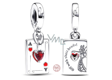 Charm Sterling Silver 925 Disney Alice in Wonderland 2-in-1 Queen of Hearts, Fairy Tale Bracelet Pendant