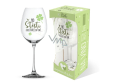 Nekupto It's Time for Wine Glass with Print For Luck... 440 ml