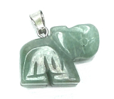 Avanturine green Elephant pendant natural stone, hand cut figurine 1,8 x 2,5 x 8 mm, lucky stone