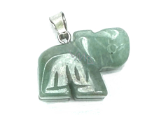 Avanturine green Elephant pendant natural stone, hand cut figurine 1,8 x 2,5 x 8 mm, lucky stone