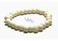 Bone from Yak white Tibetan bracelet elastic natural stone, bead 8 mm / 16 - 17 cm, protective item, amulet