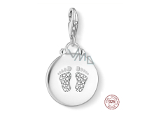 Charm Sterling Silver 925 Baby - Disc baby track, lobster clasp birthstone bracelet charm