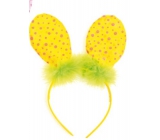 Headband ears with feather yellow polka dot 23 cm