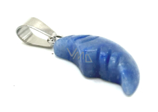 Blue Aventurine Moon pendant natural stone, hand-polished figurine 2.2 x 10 mm, stone of luck