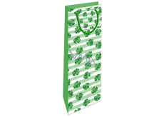 Nekupto Gift paper bag for bottle 10 x 33 x 8,5 cm Four-leaf clovers