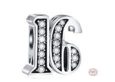 Charm Sterling silver 925 16 anniversary, bead on bracelet