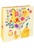 Nekupto Gift paper bag luxury 23 x 23 x 10 cm Teapot yellow