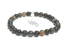 Tourmaline dark bracelet elastic natural stone, ball 6 mm / 16 - 17 cm, AAA quality, guardian of good mood