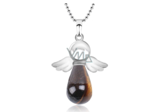 Tiger eye angel pendant natural stone 4,2 x 3 cm, stone of sun and earth, brings luck and wealth