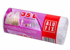 Alufix Trash bags with handles white, 10 µ, 35 liters, 53 x 60 x 16 cm, 25 pieces