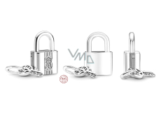 Charm Sterling silver 925 Padlock and key 2in1, love bracelet pendant