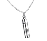 Commemorative urn pendant, Hollow tube waterproof, stainless steel, 12 x 48 mm + chain 60 cm