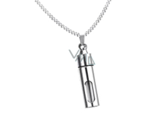 Commemorative urn pendant, Hollow tube waterproof, stainless steel, 12 x 48 mm + chain 60 cm