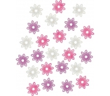 Flowers wooden purple, white, pink 2 cm 24 pieces